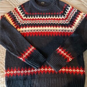 Navy and Red Patterned Sweater